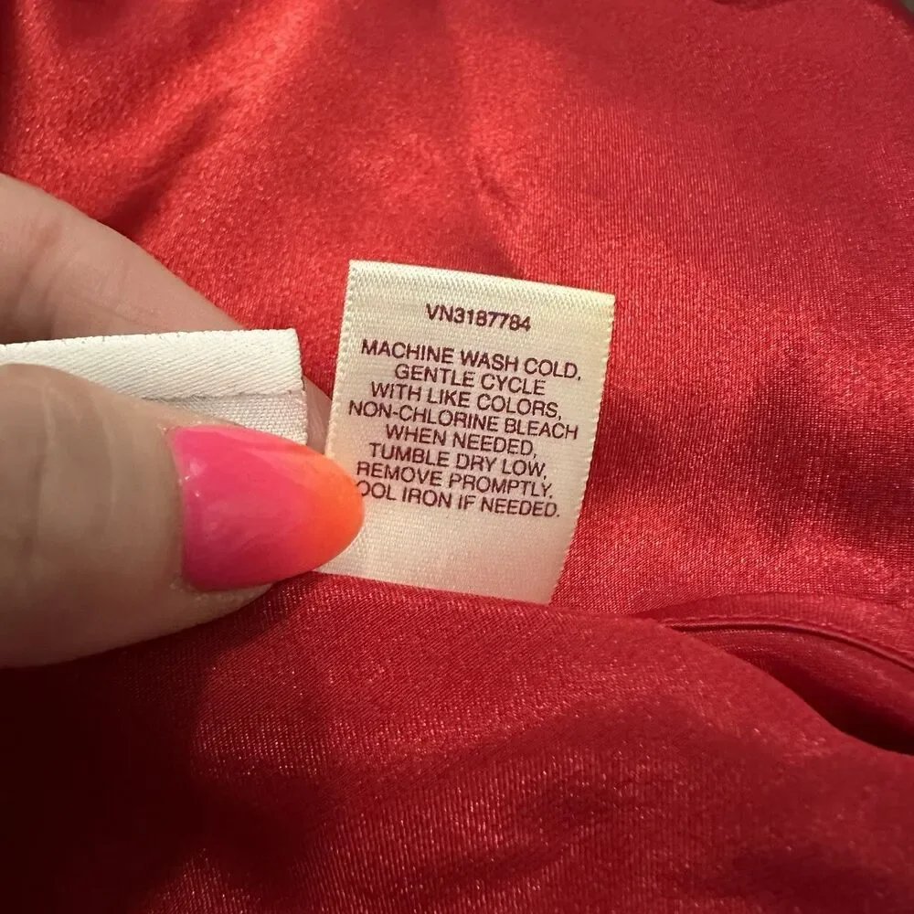 Gilligan OMalley Glossy‎ Oily Red Satin Nightgown Chemise Slip 90s Sz Small